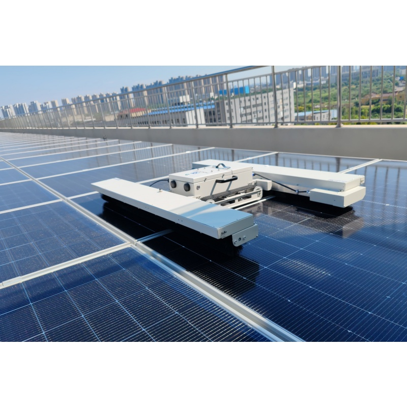 Auto Rail-Clamp Walking PV Module Trackless Cleaning Ai-Driven Robot