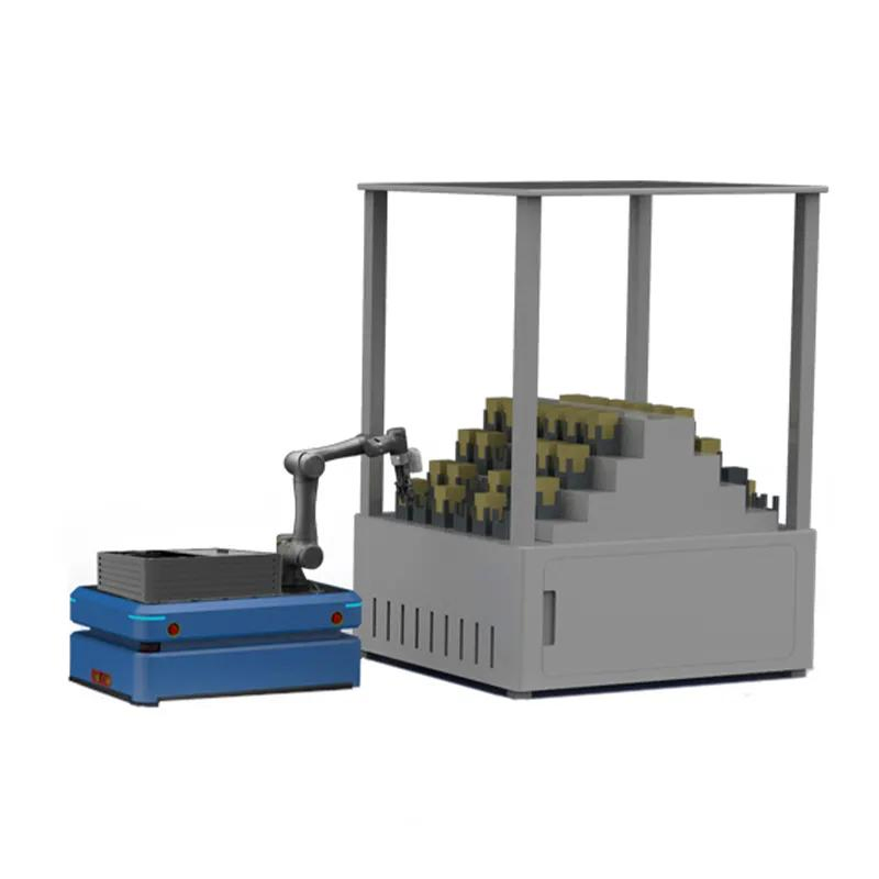 Omnidirectional Double Steering Wheel Drive Agv Mobile Robot with Robot Arm