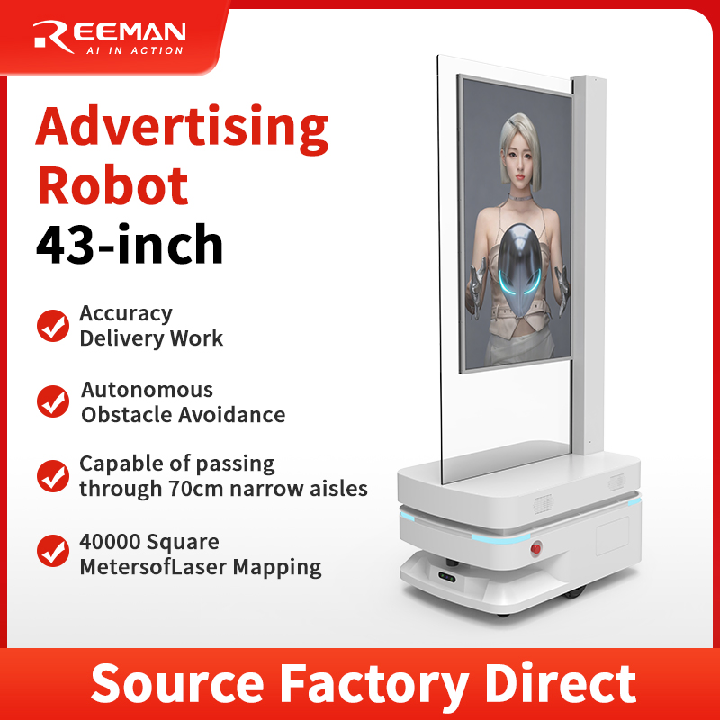 43'' Double-Sided LCD Smart Ad Robot Featuring Autonomous Navigation Automatic Charging and Continuous Video/Ad Playback