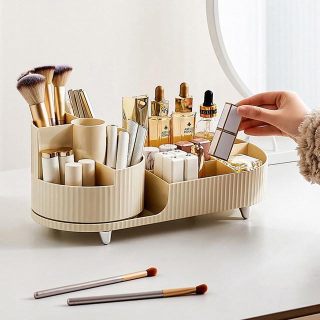 Caja de almacenamiento cosmético organizador de tocador rotatorio organizador de maquillaje