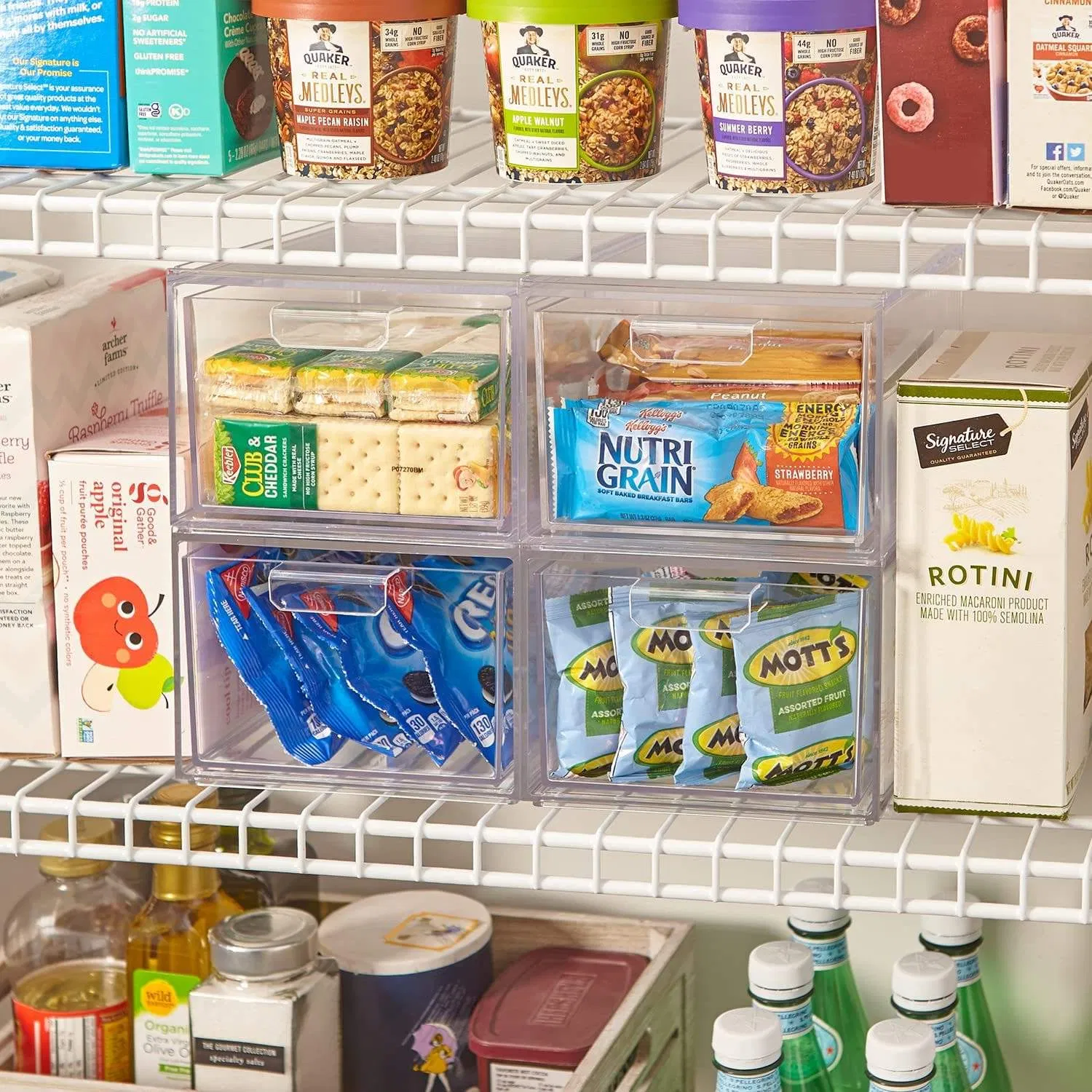 Conjuntos de cajas de maquillaje de acrílico transparente multipropósito, cajones de almacenamiento de plástico apilables, organizador de cosméticos