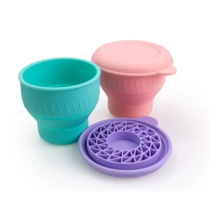 Nuevo cepillo de maquillaje multifuncional de silicona al por mayor, limpiador de tazas plegable