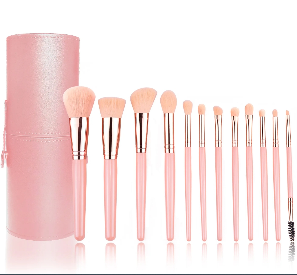 Conjunto de brochas de maquillaje cosmético para base, polvo, sombra de ojos y difuminado de corrector