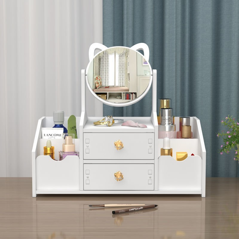 Espejo de maquillaje tipo cajón, joyería, cuidado de la piel, estante para lápiz labial, escritorio, mascarilla facial, caja de almacenamiento de cosméticos