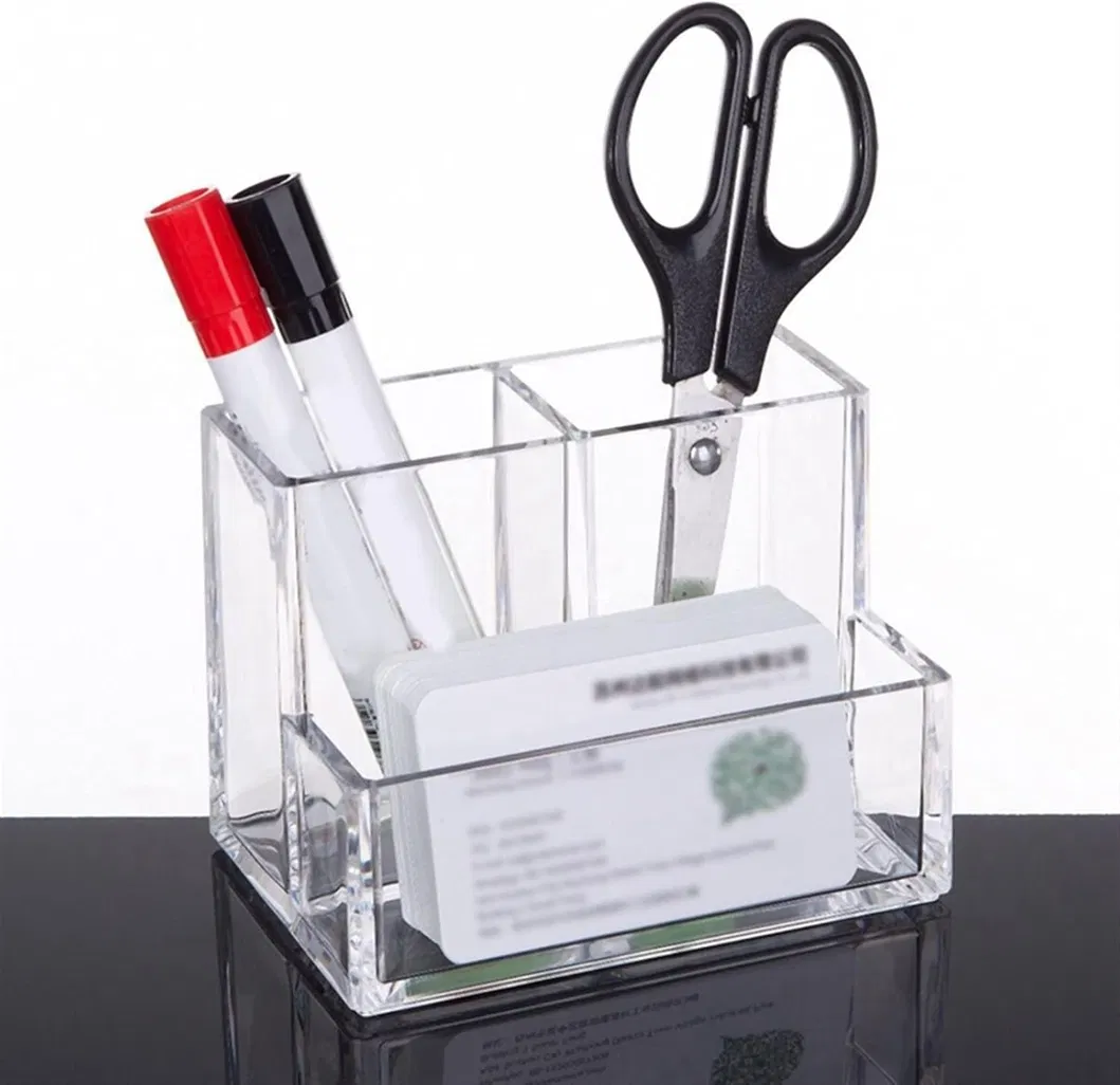 Organizador de brochas de maquillaje de acrílico transparente para almacenamiento en escritorio, contenedor de lápiz labial y cosméticos para dormitorio