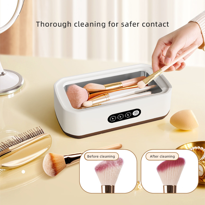 Limpiador ultrasónico mini para brochas de maquillaje, gafas, joyas, dentaduras y relojes