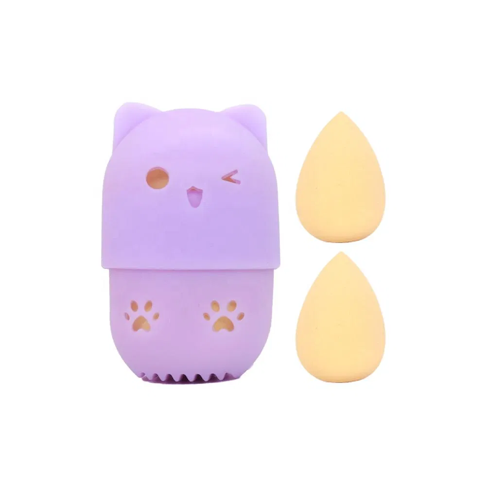 Soporte de esponja de maquillaje portátil de silicona para viajar