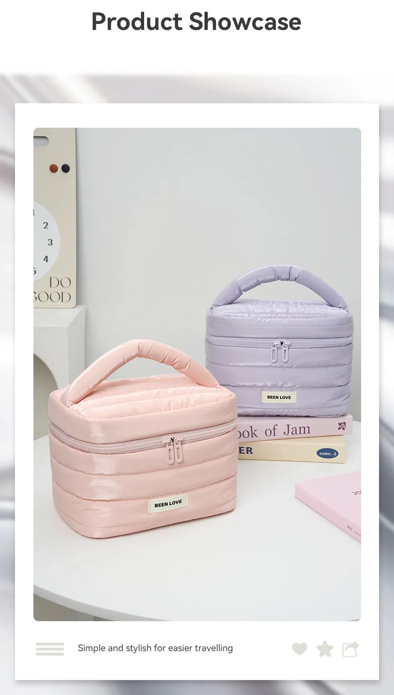 Estuche de Maquillaje de Mano con Gran Capacidad Bolsa de Cosméticos Portátil para Labiales y Cuidado de la Piel Cierre de Cremallera Fashionable