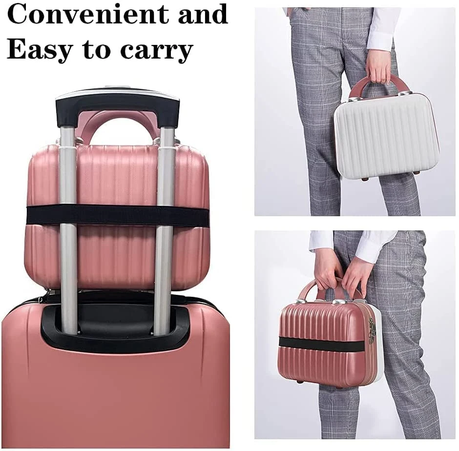 Estuche de viaje para maquillaje, organizador de cosméticos duro, bolsa pequeña para maquillaje, caja retro, maletín mini de PC ABS para mujeres y niñas