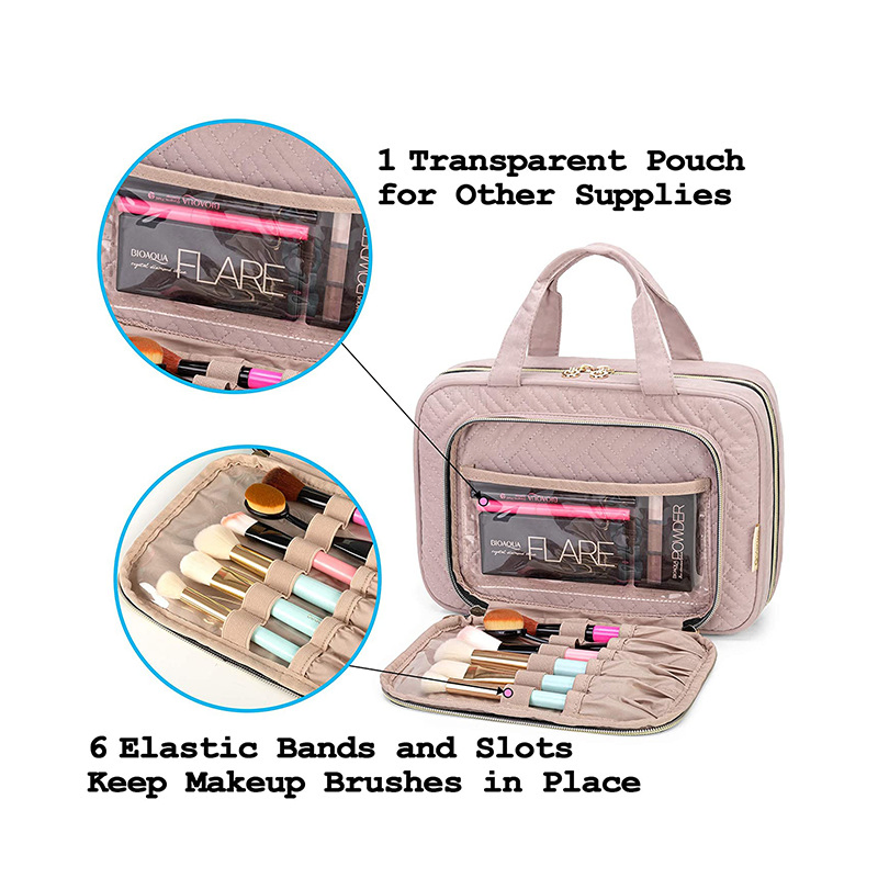 Personalizar bolsa de bambú con cepillo profesional personalizado, organizadores de maquillaje acrílico de belleza, organizador de almacenamiento de joyas de cuero, caja de plástico para el hogar, baño y juguetes