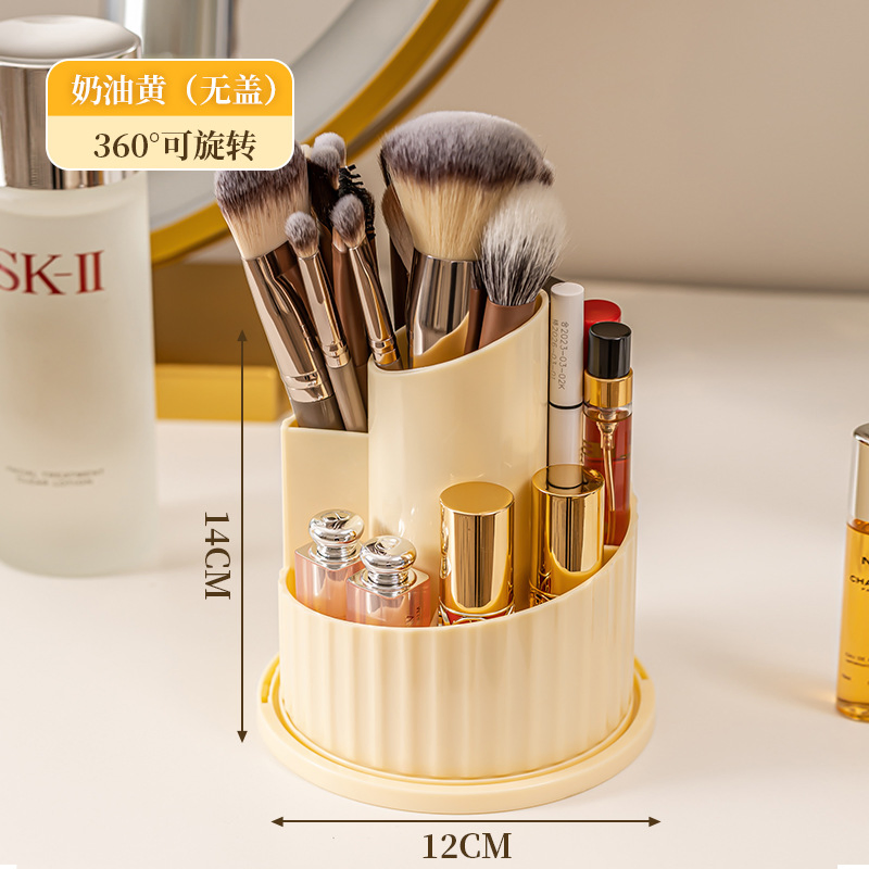 Caja de almacenamiento cosmético a prueba de polvo: gran capacidad, soporte giratorio a prueba de polvo para brochas de maquillaje, ideal como soporte para bolígrafos en el tocador