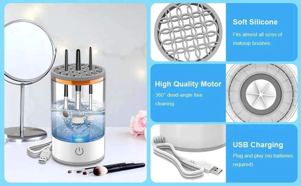 Limpiador automático de brochas de maquillaje eléctricas