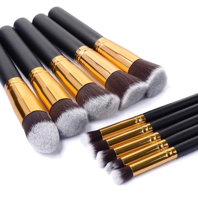 2021 Venta caliente Foundation Brush set pinceles maquillaje maquillaje de etiqueta privada de 10 piezas de tamaño normal Colorete en polvo maquillaje Set de cepillo