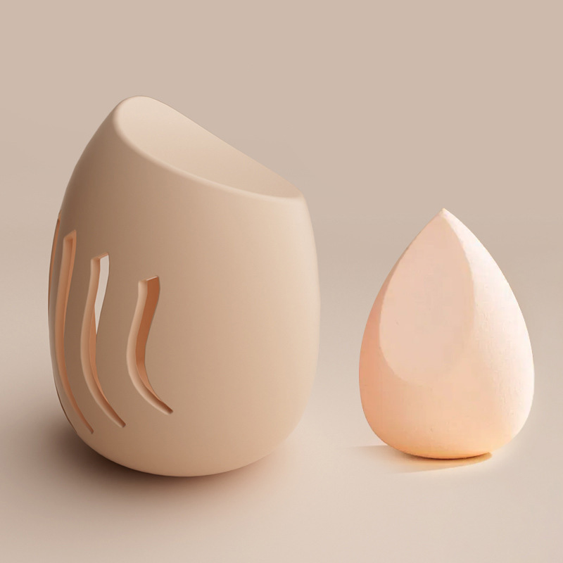 Conjunto de herramientas de belleza al por mayor para viajar, esponja de maquillaje de silicona permeable al aire, caja de almacenamiento para cosméticos