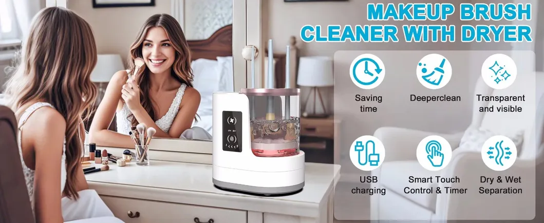 Máquina de limpieza automática portátil limpiadora eléctrica de brochas de maquillaje