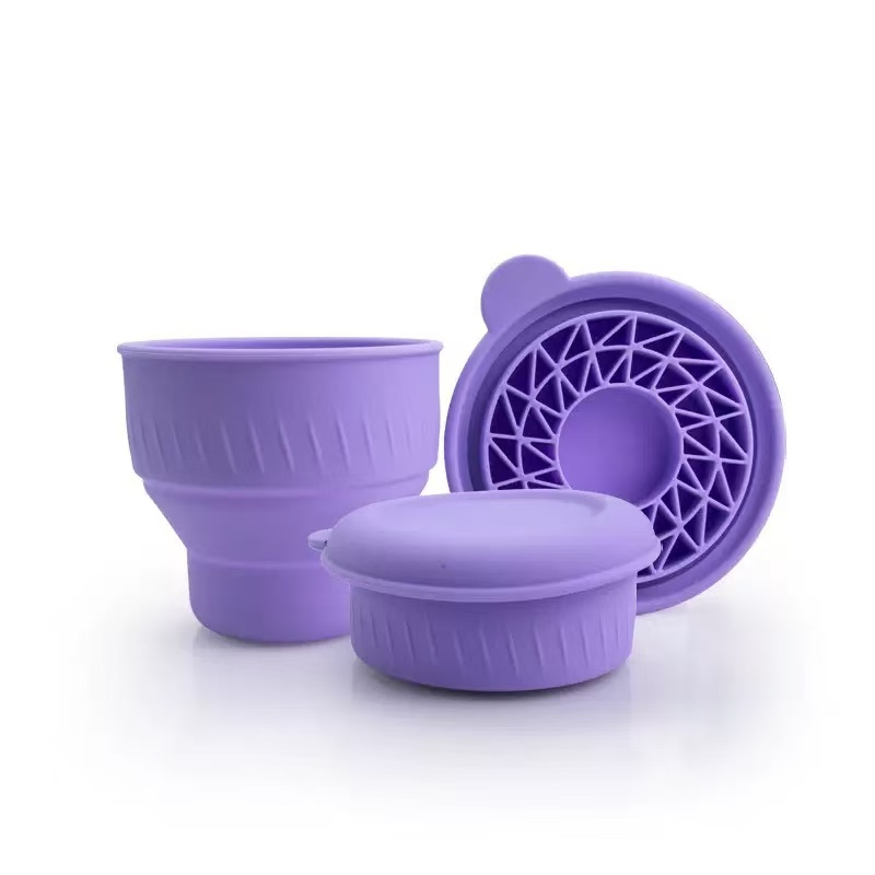 Nuevo cepillo de maquillaje multifuncional de silicona al por mayor, limpiador de tazas plegable