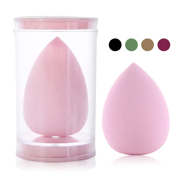Esponjas de maquillaje de microfibra súper suaves en estuche de silicona plástica colorido para difuminar y eliminar el maquillaje, empaquetado reutilizable