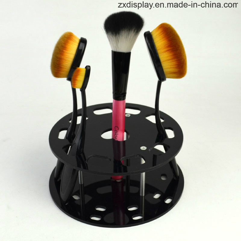 Estante de exhibición para juego de brochas de maquillaje acrílicas redondas, soporte para brochas cosméticas en venta