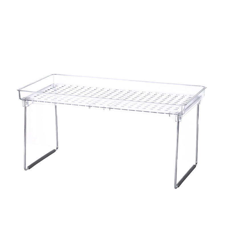 Organizador de almacenamiento para baño con estante apilable transparente, pies antideslizantes
