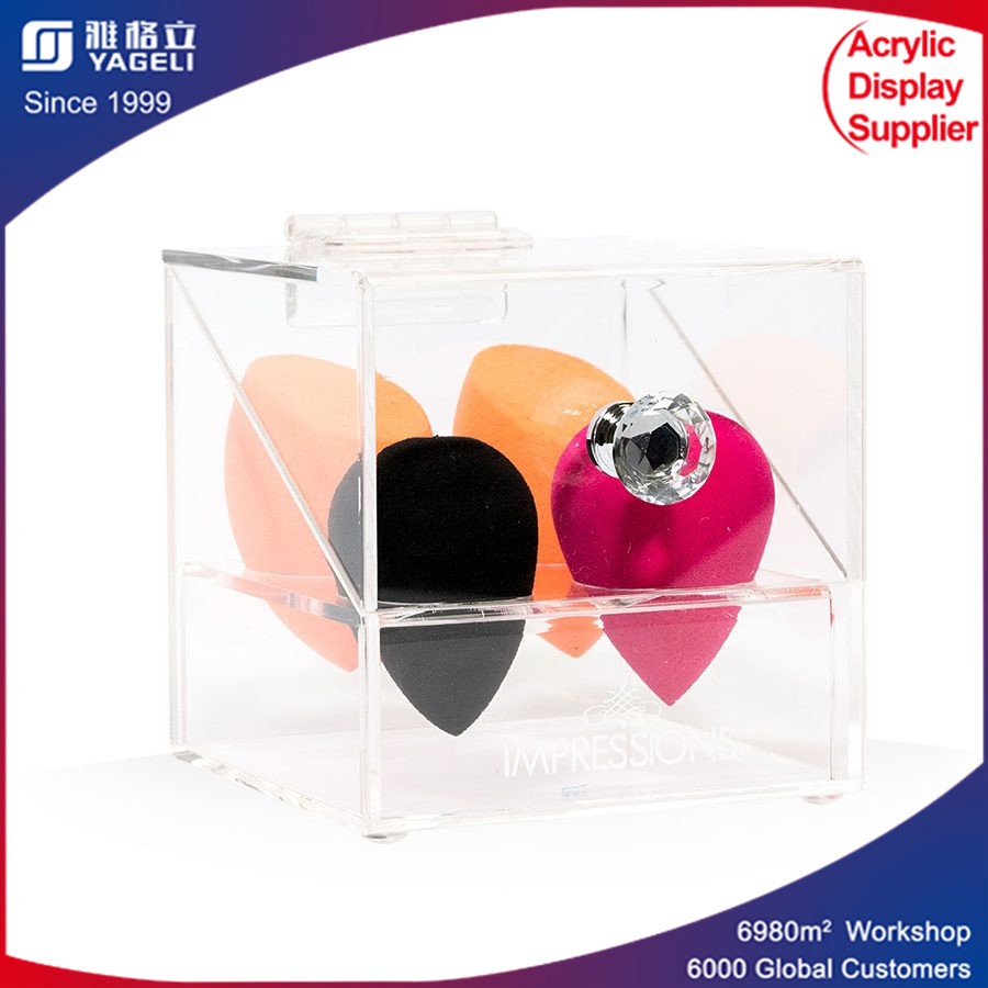Colección de diamantes de maquillaje de acrílico de 4 ranuras de la batidora con plexiglás
