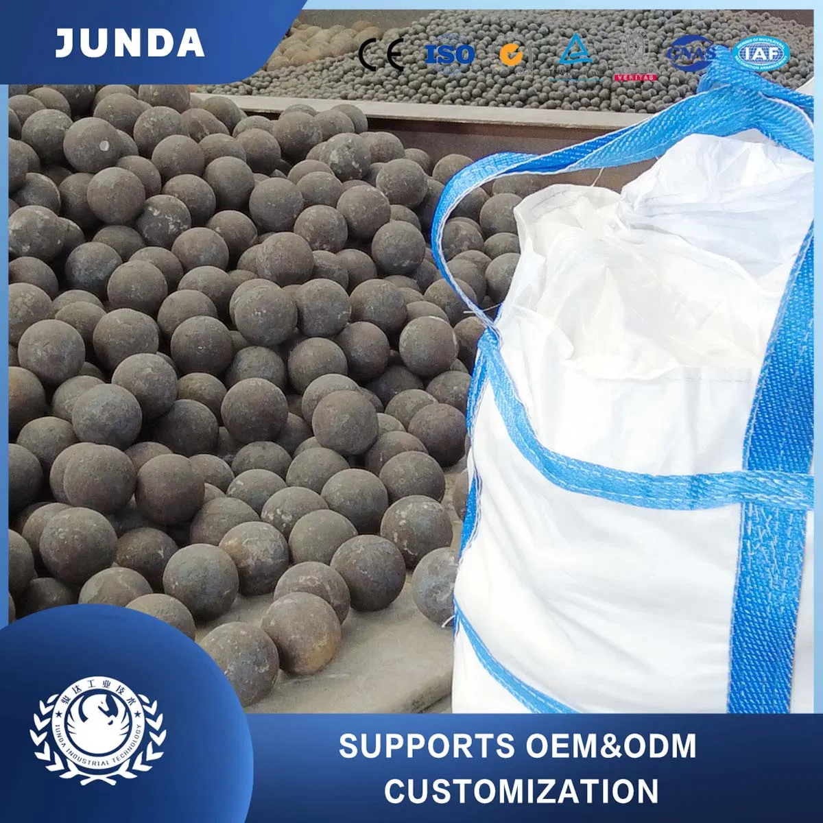 CE ISO9001 Bola de Molienda Forjada de Fábrica Aprobada para Molino de Bolas Tipo Seco Planta de Cemento Resistente al Polvo Baja Rotura