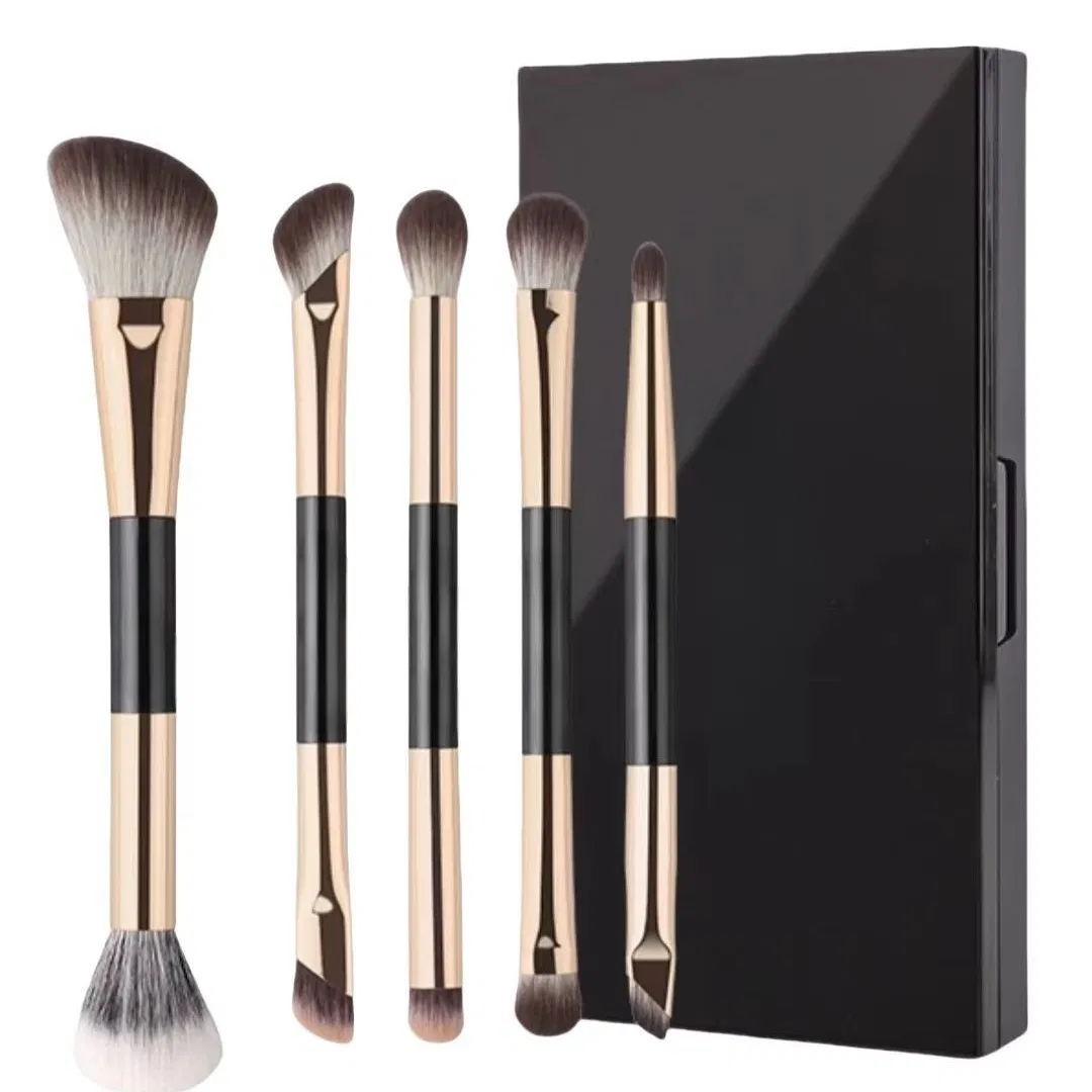 Pincel de maquillaje multifuncional para ojos y rostro con mango negro