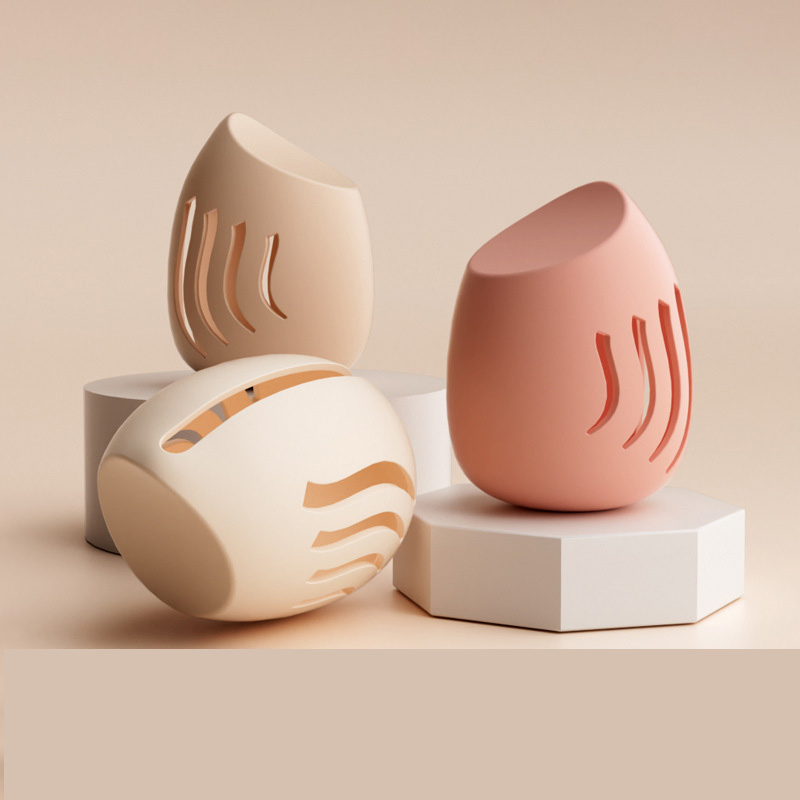 Conjunto de herramientas de belleza al por mayor para viajar, esponja de maquillaje de silicona permeable al aire, caja de almacenamiento para cosméticos