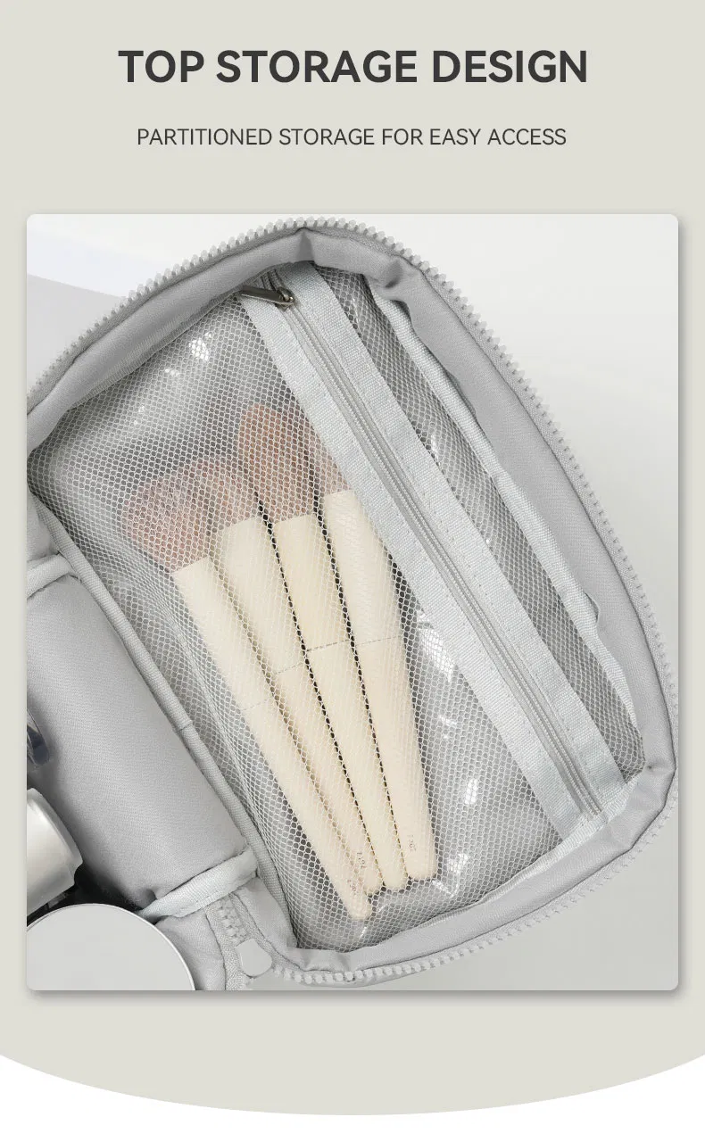 Estuche de Maquillaje de Mano con Gran Capacidad Bolsa de Cosméticos Portátil para Labiales y Cuidado de la Piel Cierre de Cremallera Fashionable