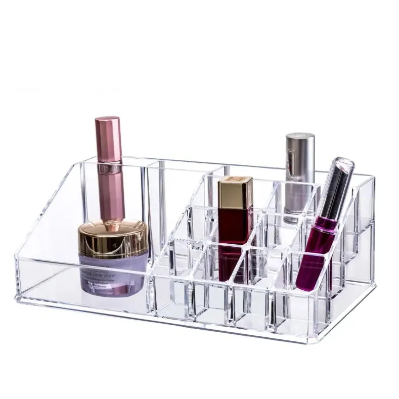 Nuevo modelo de moda organizador de brochas de maquillaje de escritorio de alta transparencia