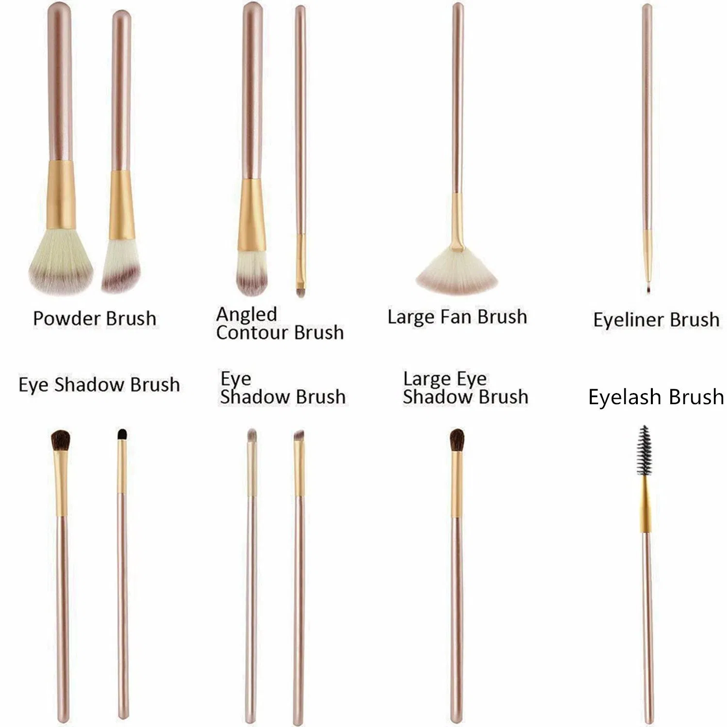 Set de Brochas de Maquillaje Profesional Premium Beautichen 12PCS con Pelo de Cabra - Temática de Caramelo, Alta Calidad para Cara, Ojos, Labios, Polvo, Base y Corrector
