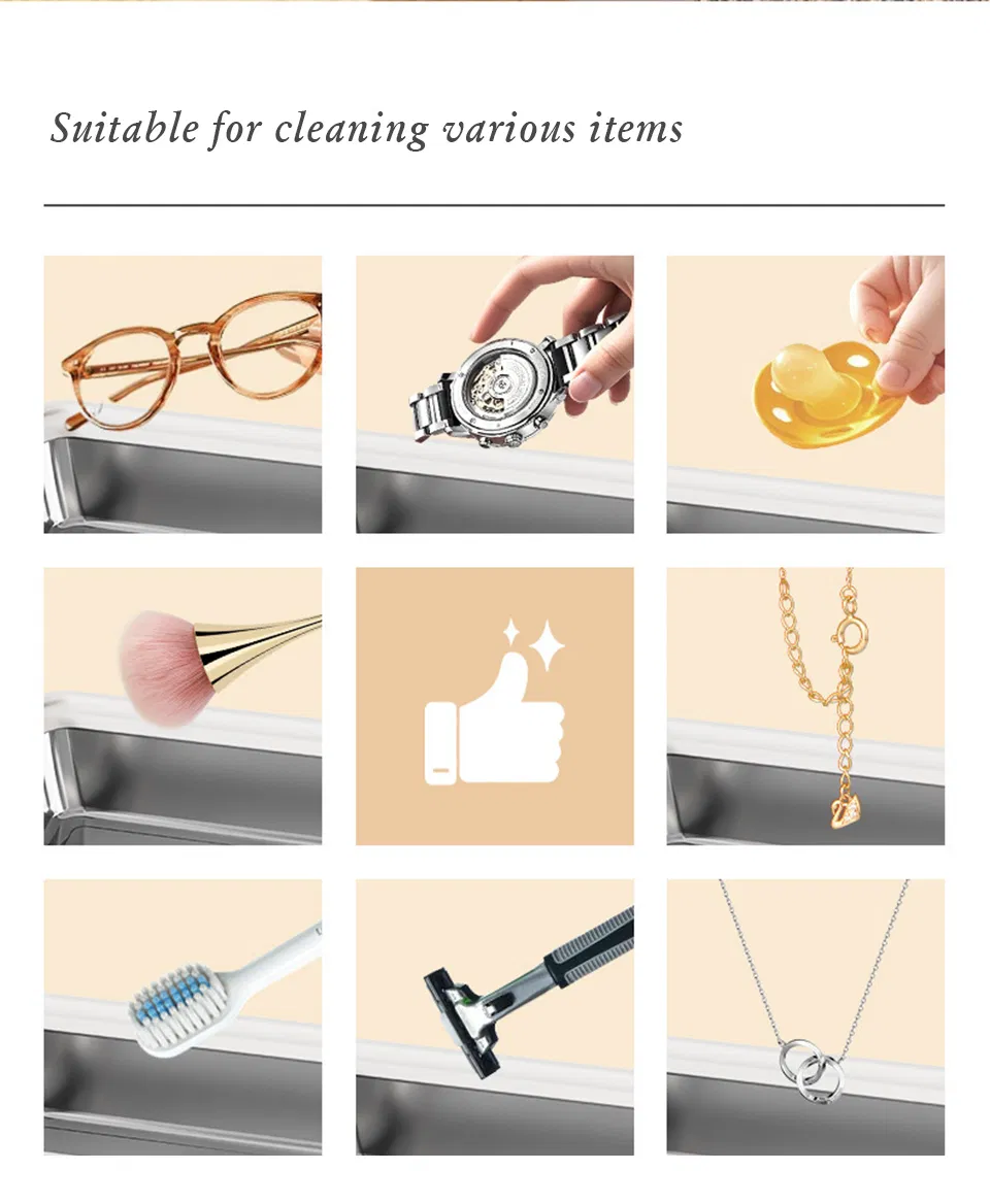 Limpiador ultrasónico mini para brochas de maquillaje, gafas, joyas, dentaduras y relojes