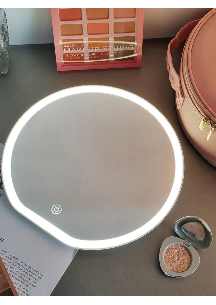 Estuche de almacenamiento para espejo LED redondo portátil de viaje