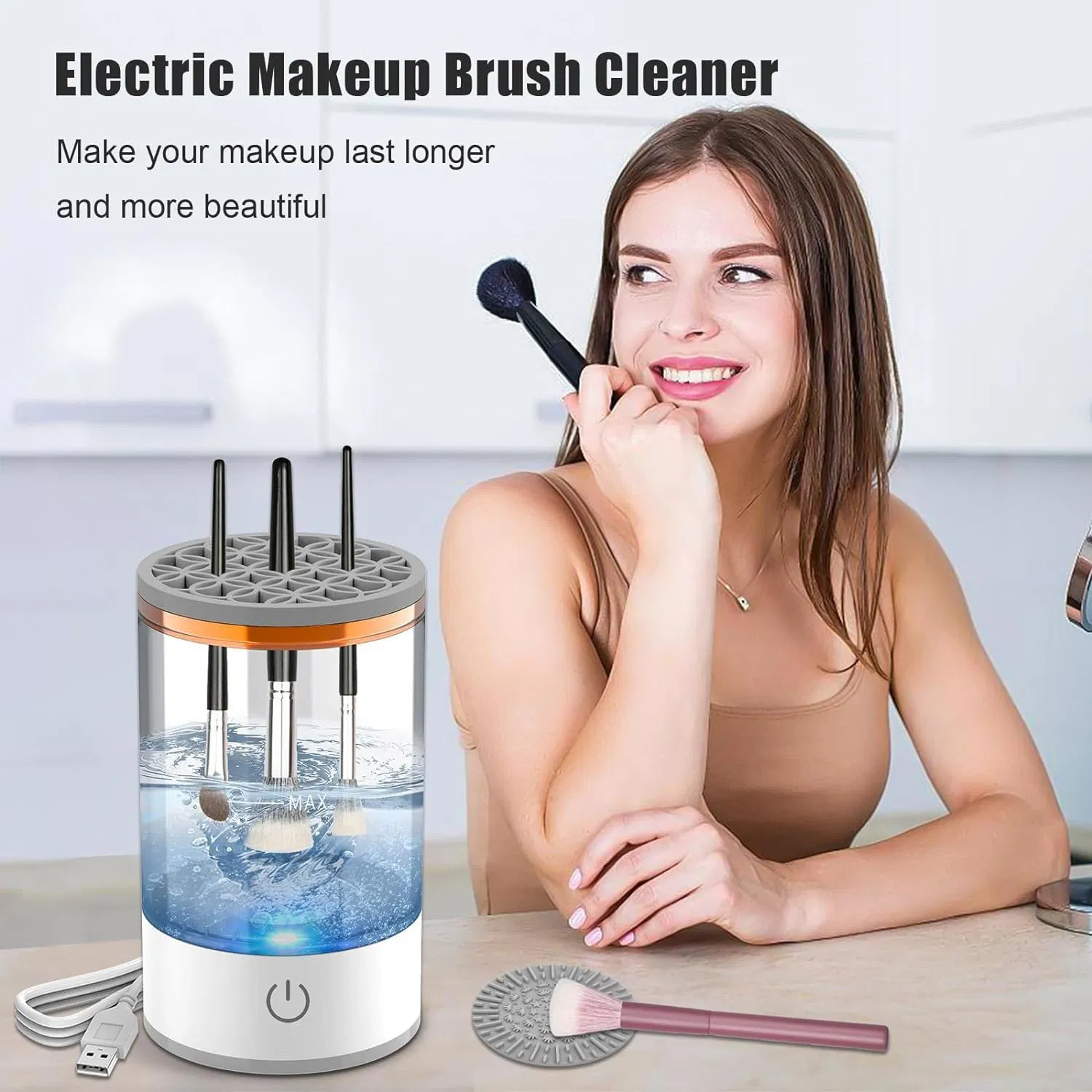 Limpiador automático de brochas de maquillaje eléctricas