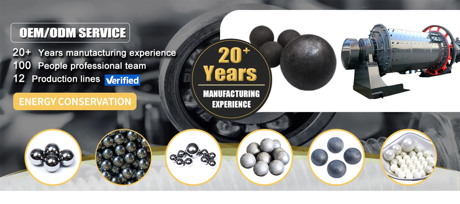 CE ISO9001 Bola de Molienda Forjada de Fábrica Aprobada para Molino de Bolas Tipo Seco Planta de Cemento Resistente al Polvo Baja Rotura