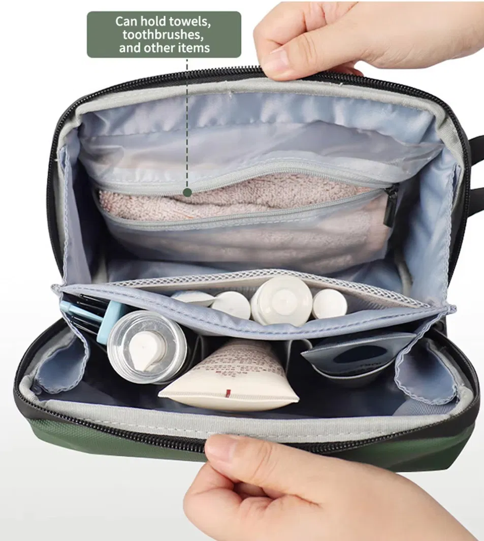 Organizador de maquillaje versátil para separación en húmedo y seco para viajar