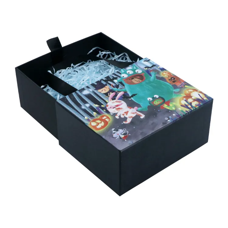 Caja de regalo negra de almacenamiento deslizante de lujo