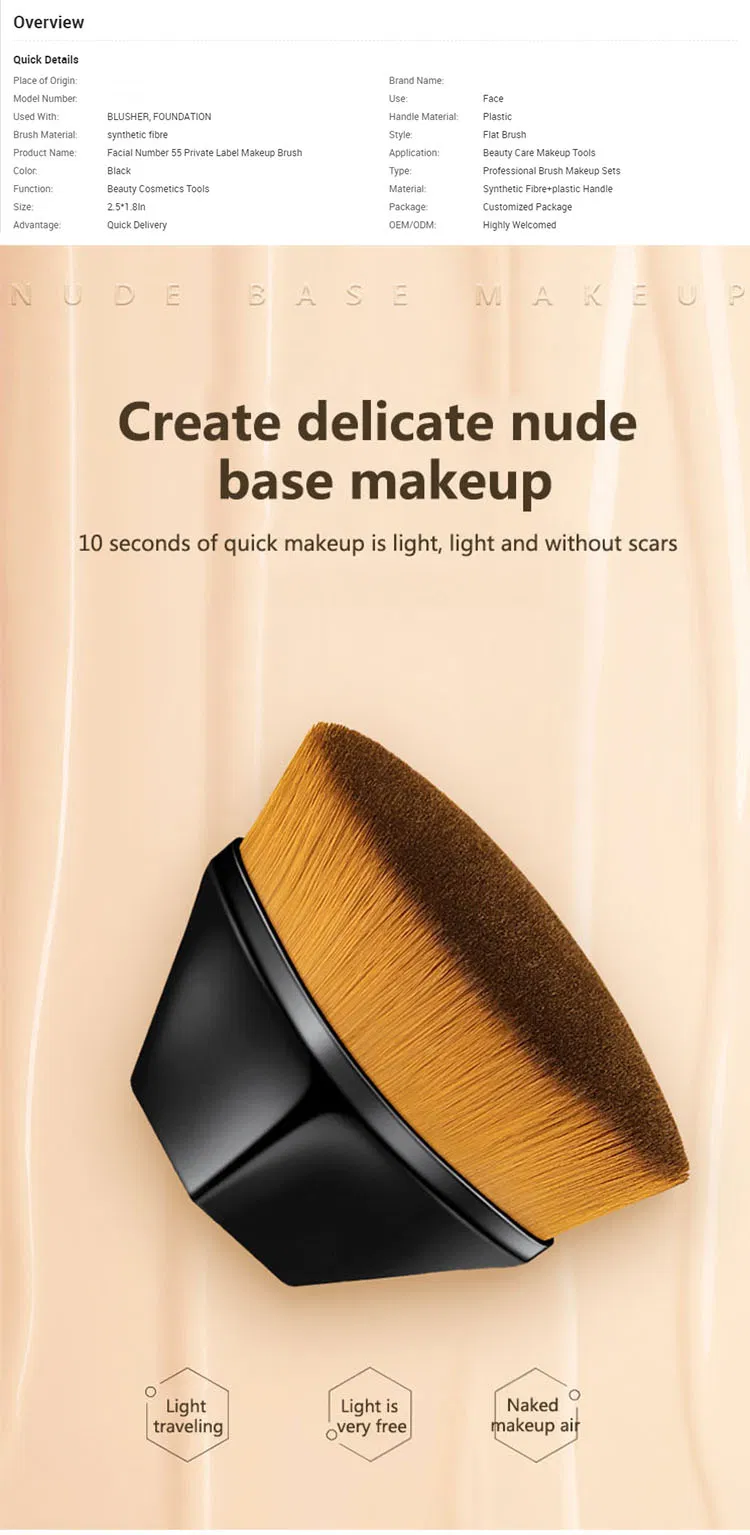 Brocha de Maquillaje Base Plana para Rostro, Brocha para Rubor, Base Líquida en Polvo para Difuminar Líquido