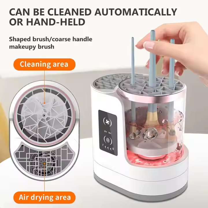 Limpiador y secador automático de brochas de maquillaje, máquina limpiadora de brochas de cosméticos con función de secado