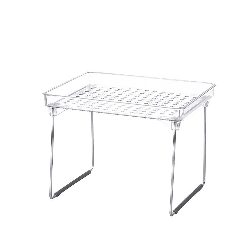 Organizador de almacenamiento para baño con estante apilable transparente, pies antideslizantes