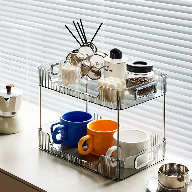 Organizador de Maquillaje Moderno de Plástico Transparente Ecológico, Caja de Almacenamiento Cosmético Apilable