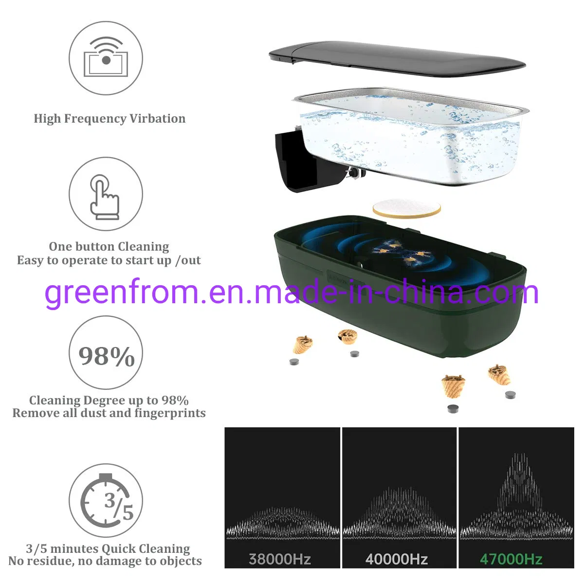 Nuevos venta de portátiles Mini limpiador ultrasónico para herramientas de maquillaje y el cepillo