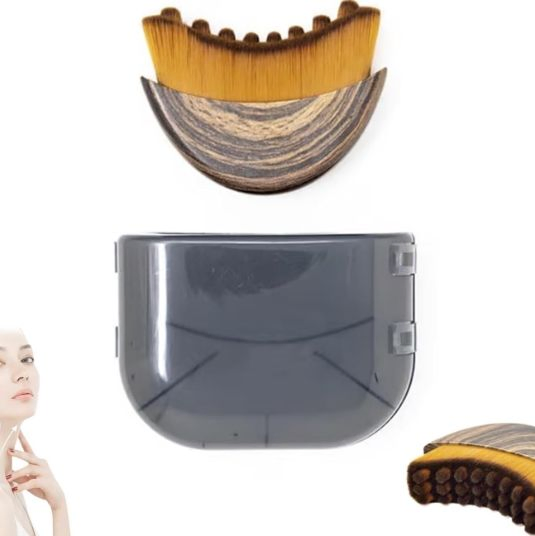 Nuevo cepillo de contorno facial de madera con mango suave y cerdas suaves hecho a medida