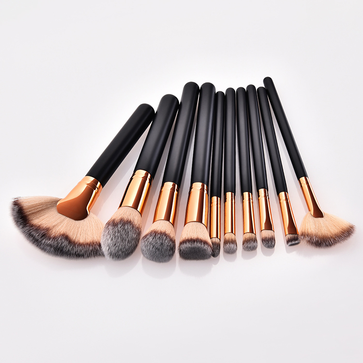 10PCS Conjunto de Pinceles de Maquillaje Premium Sintético Rosa Dorado Pincel de Base Difuminado Pincel de Rubor Pincel de Polvo Facial Conjunto de Pinceles de Maquillaje