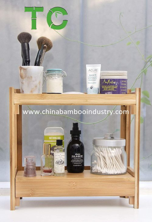 Organizador de Maquillaje de Bambú, Estante de Exhibición, Estante de Almacenamiento, Organizador de Escritorio para Baño