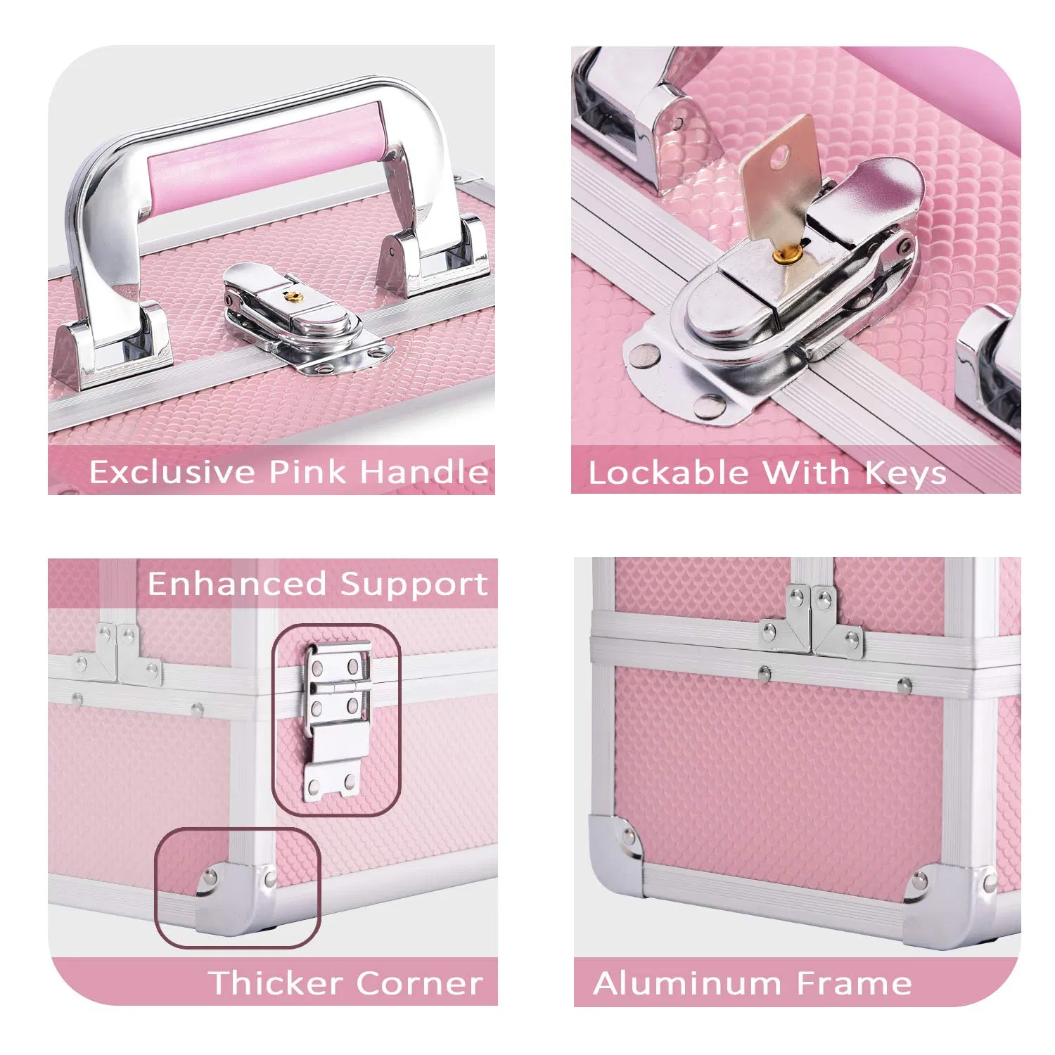 Caja de maquillaje portátil profesional para viajes y joyería
