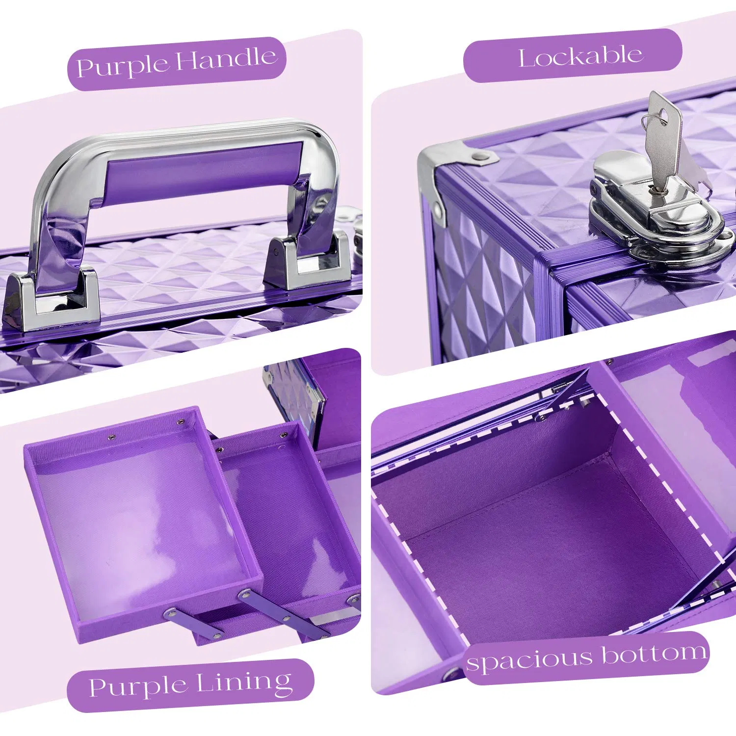 Estuche de maquillaje profesional de aluminio, estuche portátil para cosméticos, organizador de almacenamiento de maquillaje
