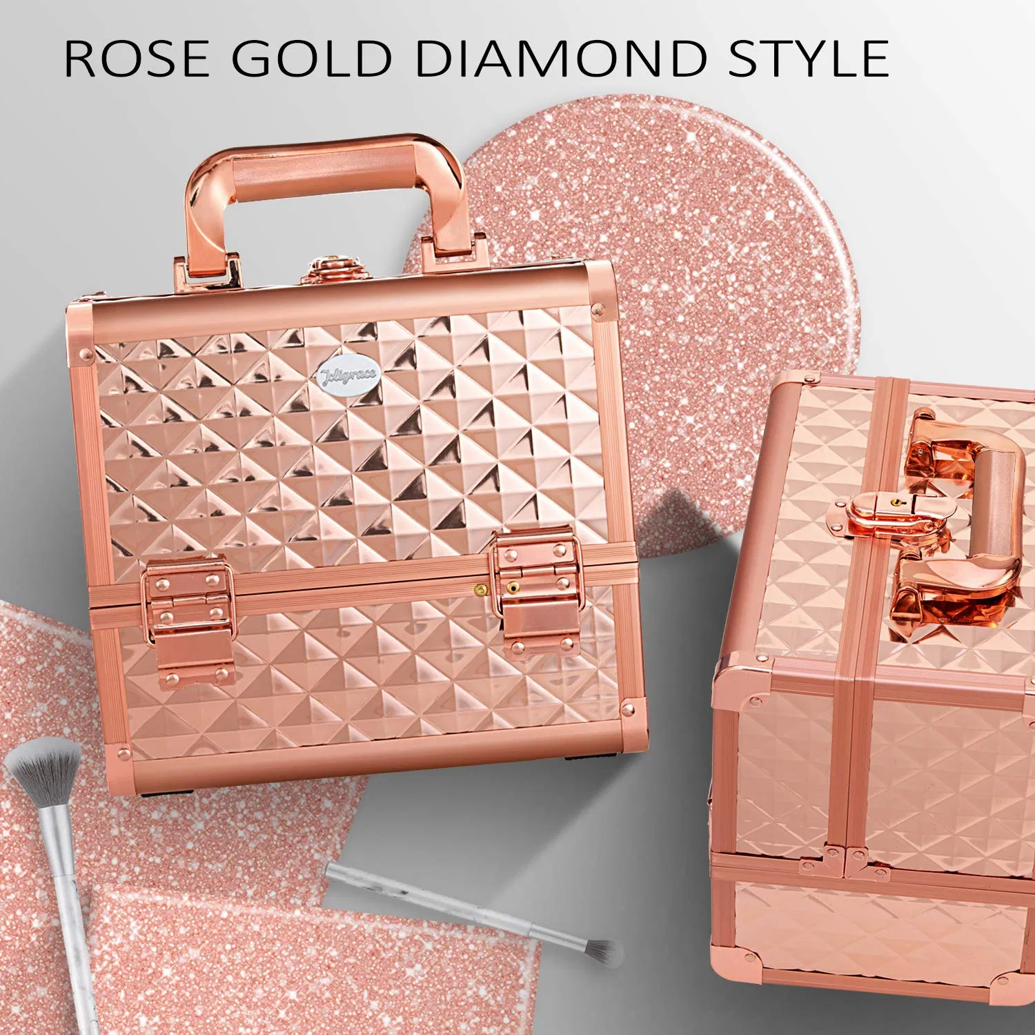 Caja de maquillaje para viajar, organizador de joyas para mujeres, estuche cosmético
