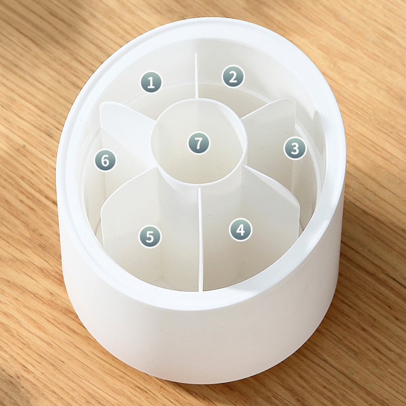 Organizador giratorio a prueba de polvo para brochas de maquillaje con compartimento para lápices