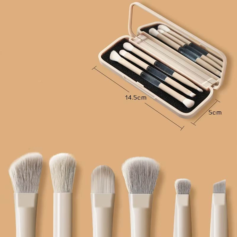 Herramienta de Maquillaje Portátil Espejo Plegable 3 Juego de Brochas de Maquillaje de Doble Cabeza Brocha Detalle para Ojos Brocha para Labios Brocha para Teñir Halo Brocha para Sombra de Ojos
