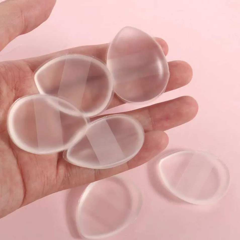 Esponjas de maquillaje de silicona mini transparentes, duraderas, para aplicar base y polvo con los dedos